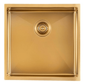 Brushed Brass Undermount Single Bowl Sink - 440mm