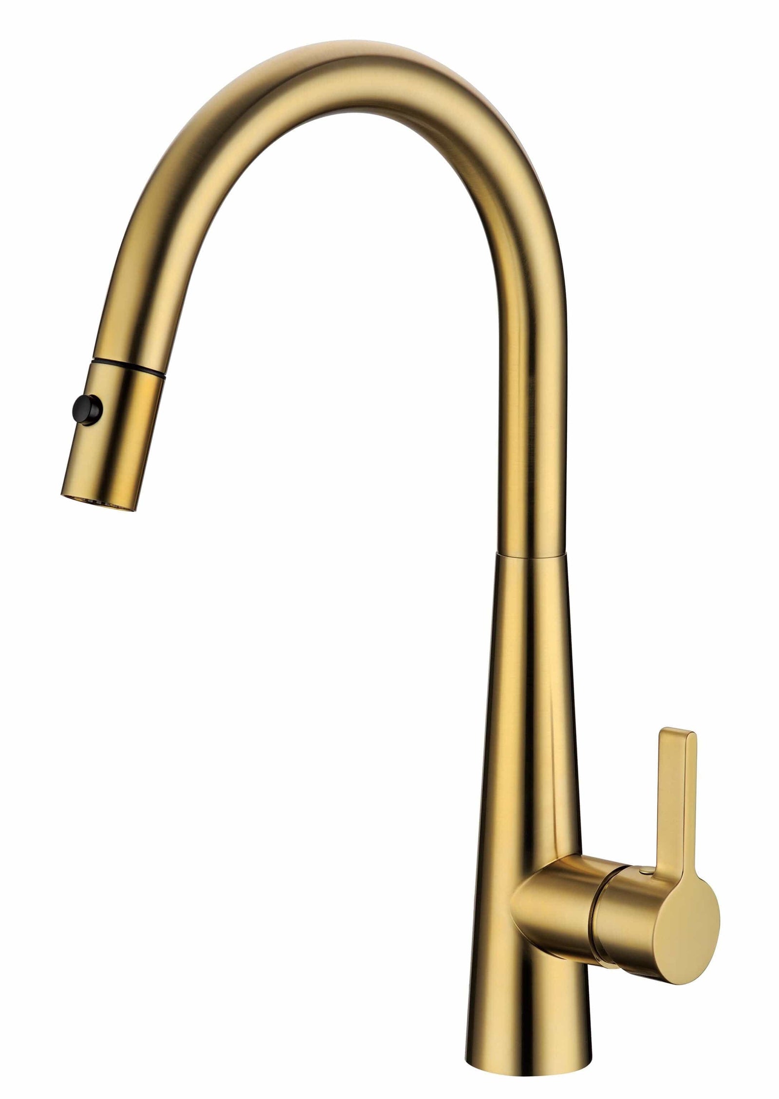 Brushed Gold Curved Gooseneck Pull Out Kitchen Mixer Tap