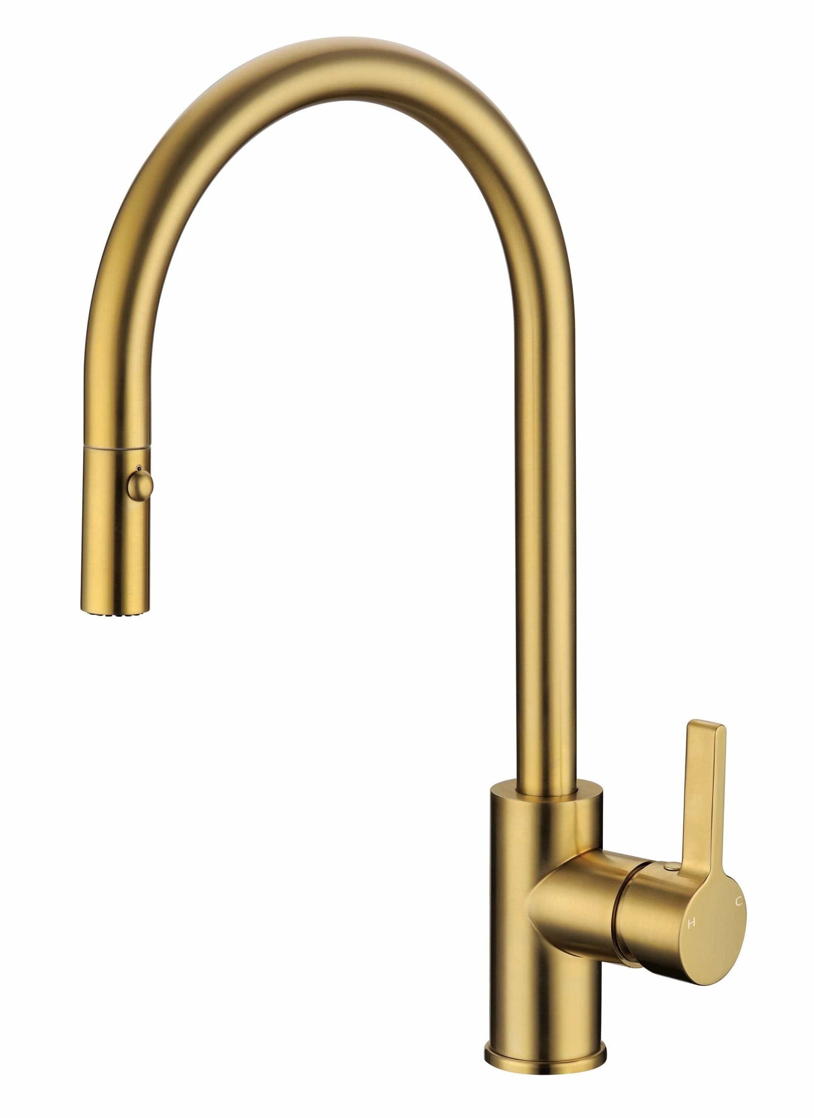 Brushed Gold Gooseneck Pull Out Kitchen Tap