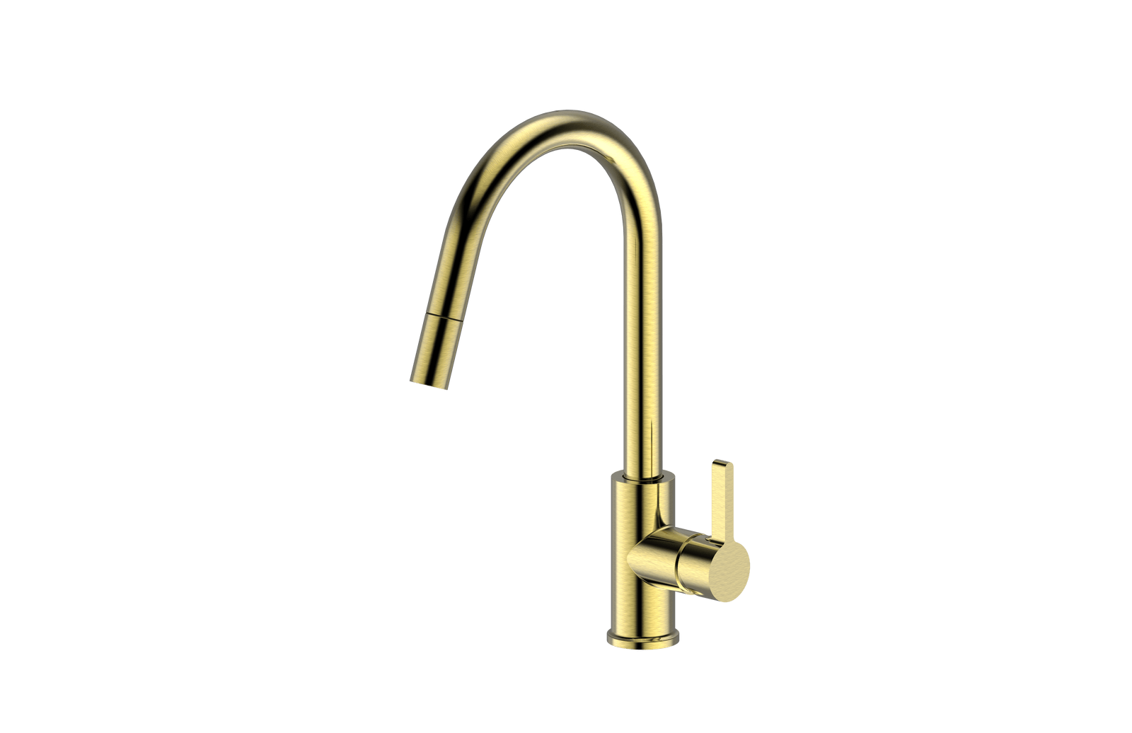 Brushed Gold Hi Neck Curved Gooseneck Pull Out Kitchen Tap