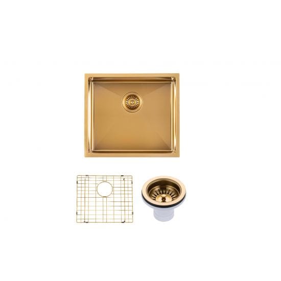 Brushed Gold Undermount Sink - Single Bowl 490 x 430