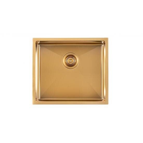 Brushed Gold Undermount Sink - Single Bowl 490 x 430