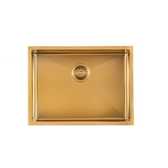 Brushed Gold Undermount Sink - Single Bowl 600 x 450