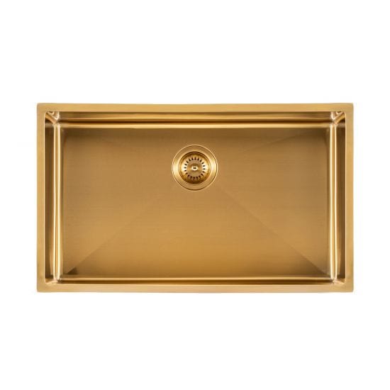 Brushed Gold Undermount Sink - Single Bowl 762 x 457