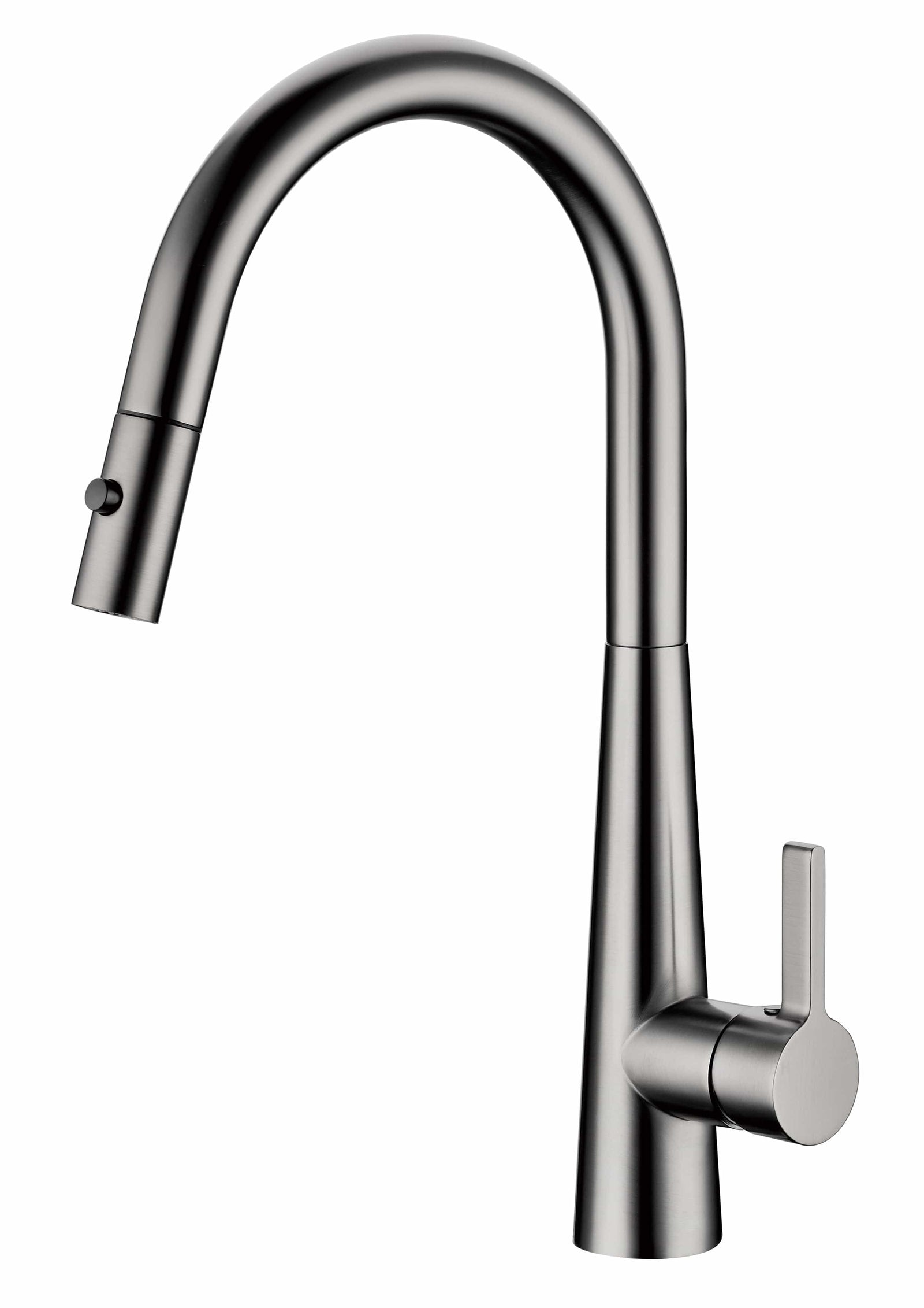 Brushed Gun Metal Curved Gooseneck Pull Out Kitchen Mixer Tap