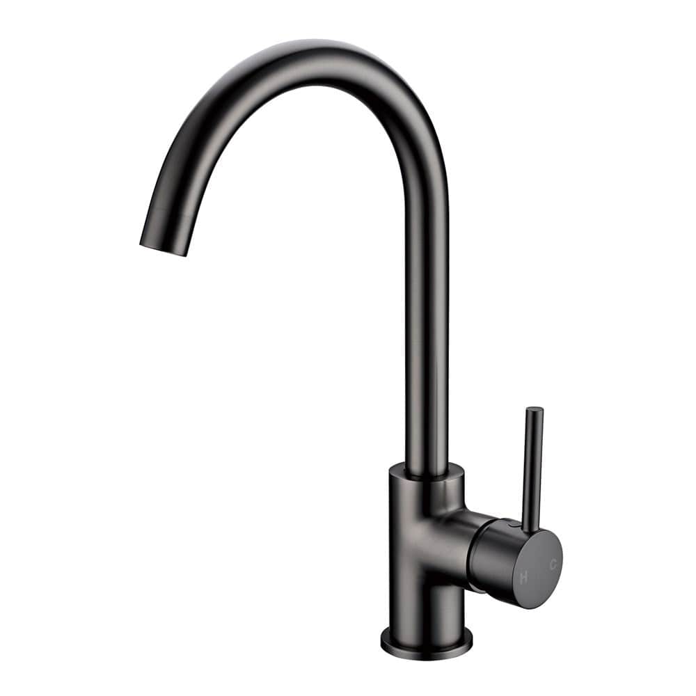 Brushed Gun Metal Standard Gooseneck Kitchen Mixer Tap