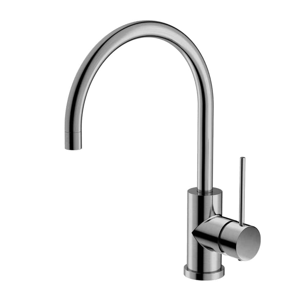 Brushed Nickel Gooseneck Kitchen Mixer Tap