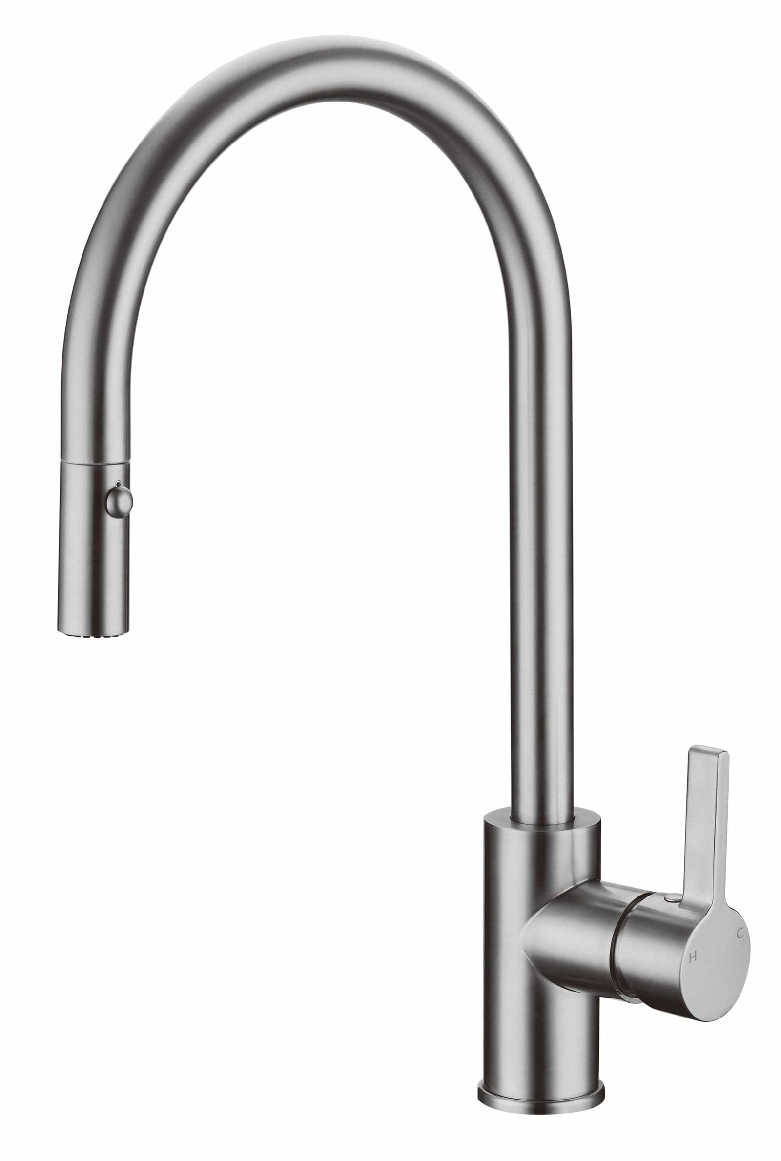 Brushed Nickel Gooseneck Pull Out Kitchen Tap