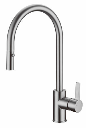 Brushed Nickel Gooseneck Pull Out Kitchen Tap