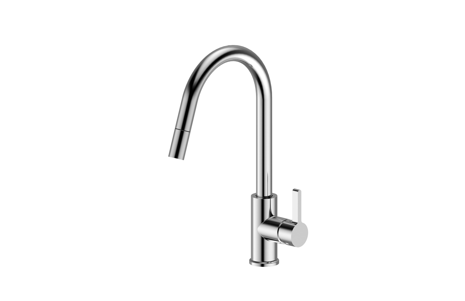 Brushed Nickel Hi Neck Curved Gooseneck Pull Out Kitchen Tap