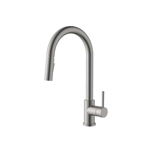Brushed Nickel High Gooseneck Pull Out Kitchen Tap