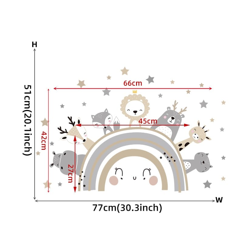 Cartoon Cute Lion Bunny Forest Animals Stars Wall Stickers