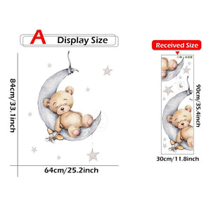 Cartoon Teddy Bear Sleeping on the Moon and Stars Wall Stickers