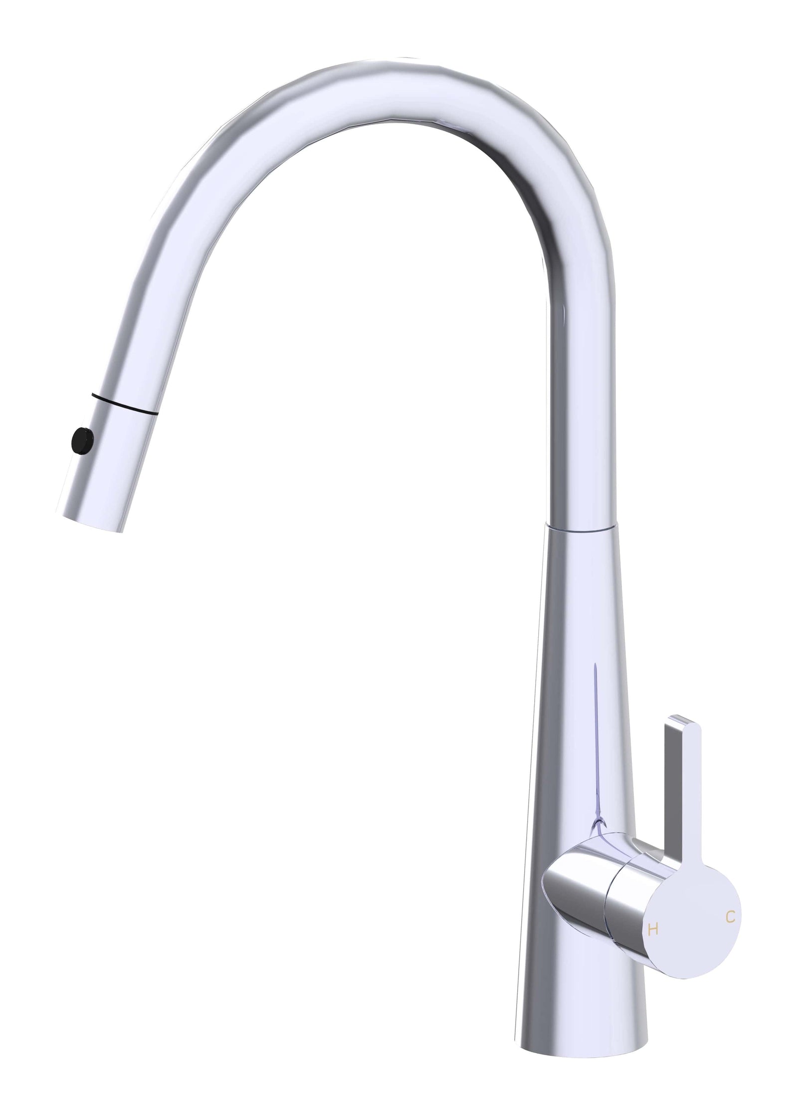 Chrome Curved Gooseneck Pull Out Kitchen Mixer Tap