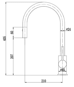 Chrome Curved Gooseneck Pull Out Kitchen Tap