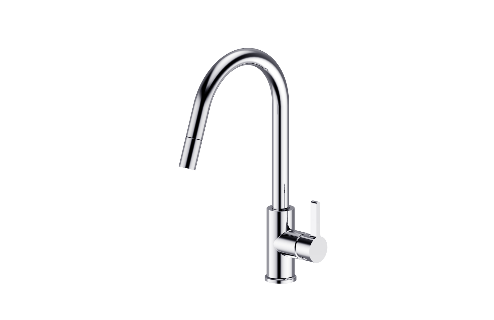 Chrome Hi Neck Curved Gooseneck Pull Out Kitchen Tap