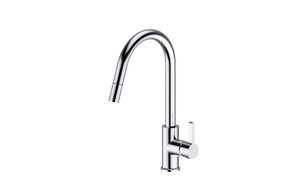 Chrome Hi Neck Curved Gooseneck Pull Out Kitchen Tap