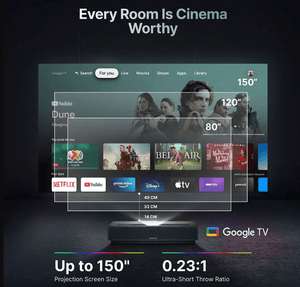 Cinema Edge UST 4K Laser Projector with Google TV, Dolby Audio & HDR
