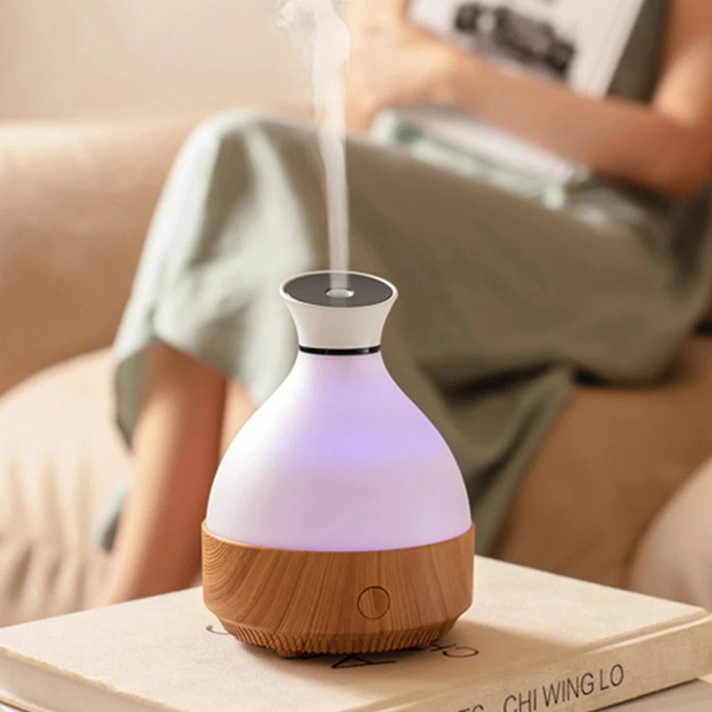 CYKE Luxury Wood Grain Aroma Diffuser with Ambient Light