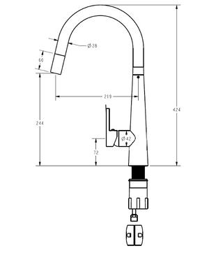 Chrome Curved Gooseneck Pull Out Kitchen Mixer Tap