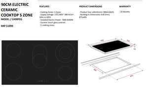 Daniela 90cm Slider Panoramic Ceramic Cooktop - DAN9TPQ