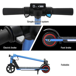 Electric Scooter 130W 16KM/H LED Light Folding Portable Riding Commuter Blue
