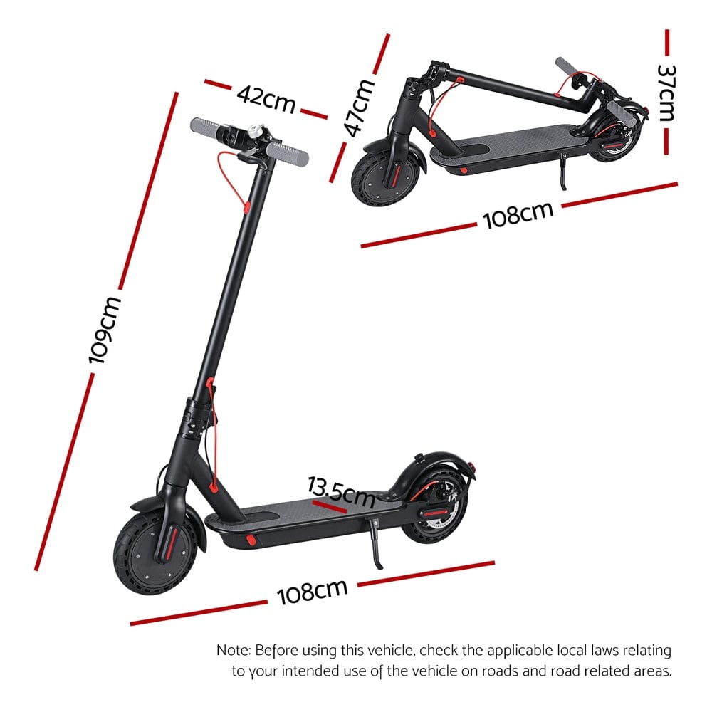 Electric Scooter 500W 25KM/H Folding Portable Riding For Adults Commuter Black