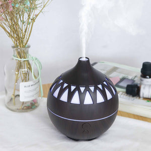 Essential Oil Aroma Diffuser - 180ml USB LED Dark Wood Mist Humidifier
