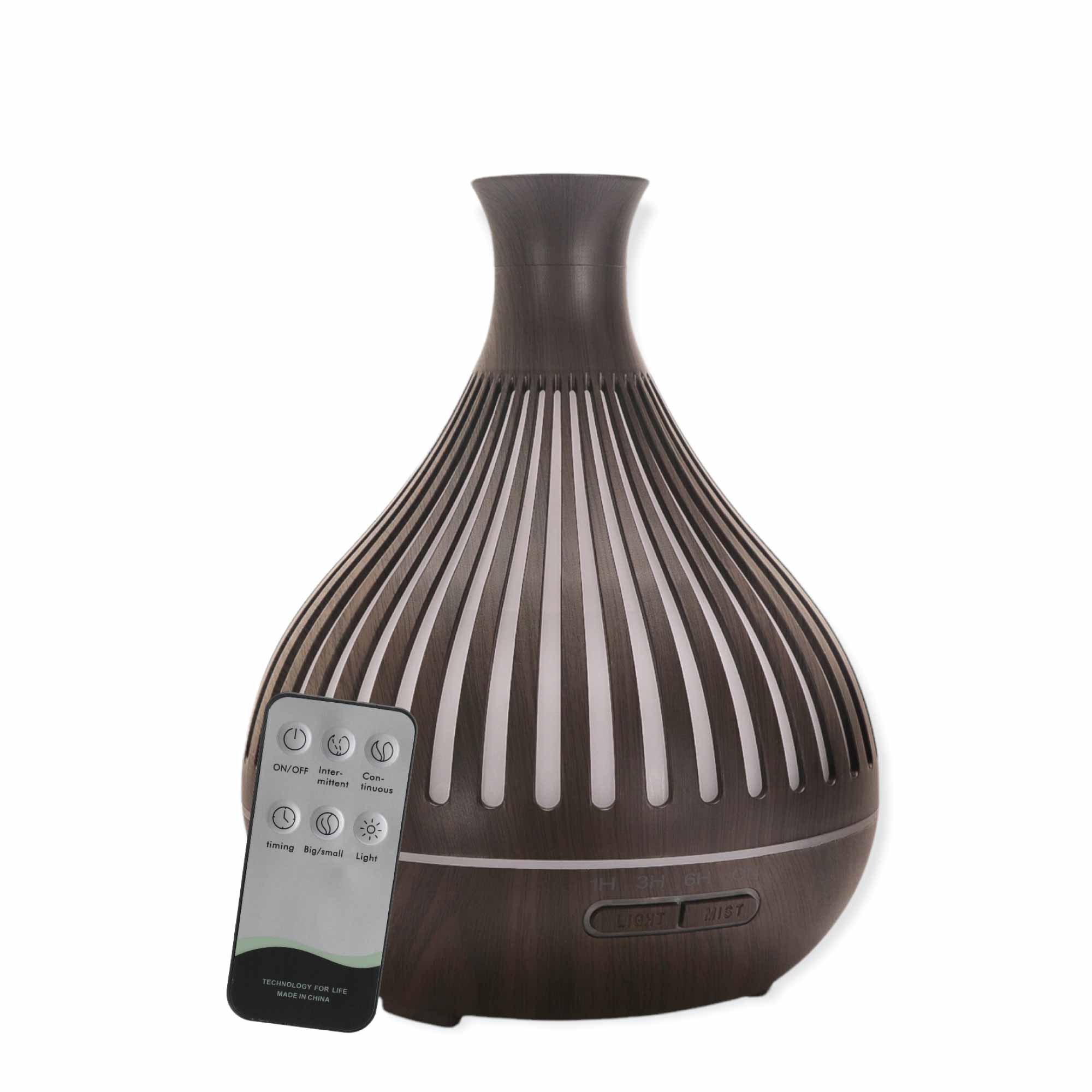 Essential Oil Aroma Diffuser - 400ml Remote Dark Wood Ultrasonic Mist Humidifier