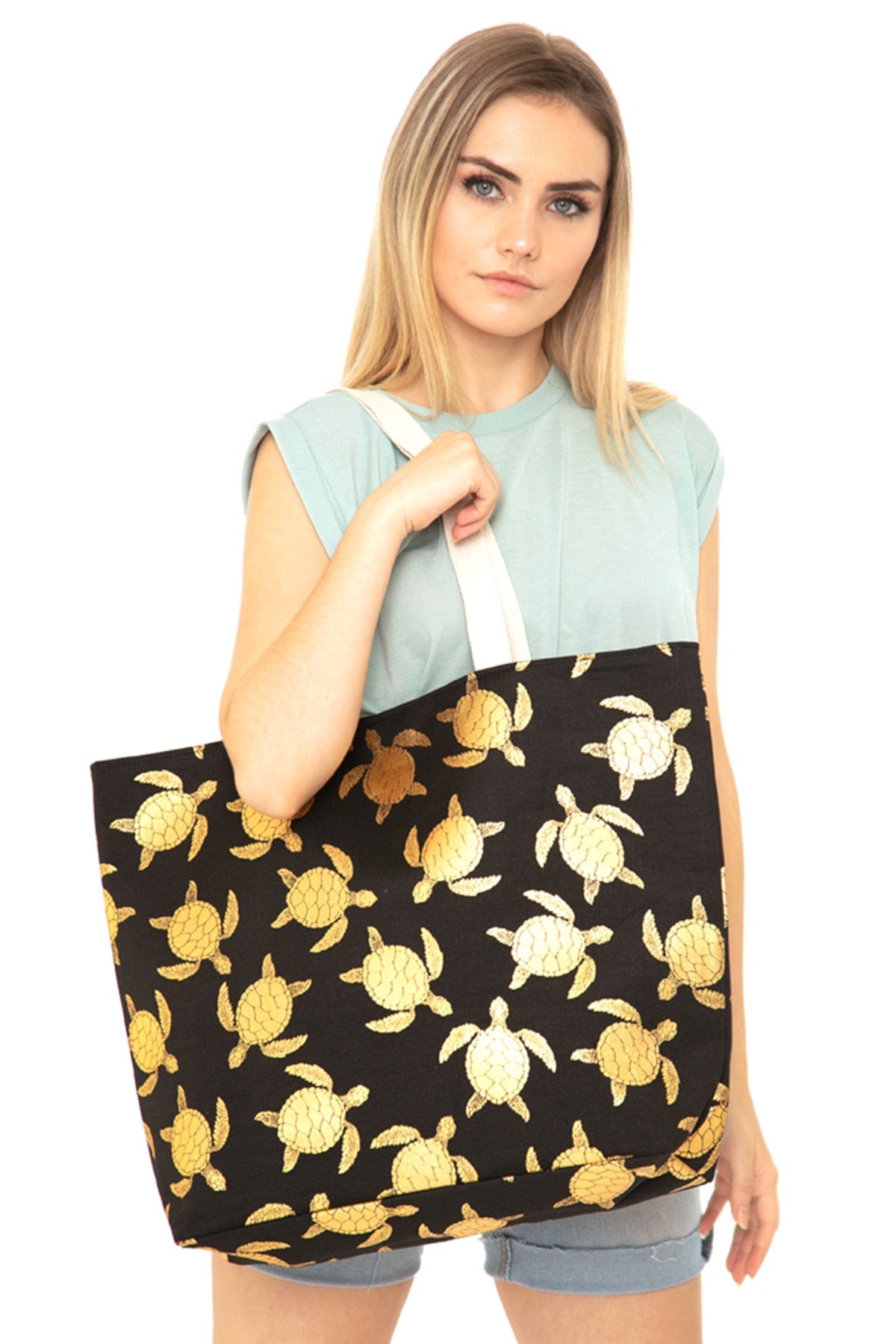 Gold Foil Turtle Tote Bag