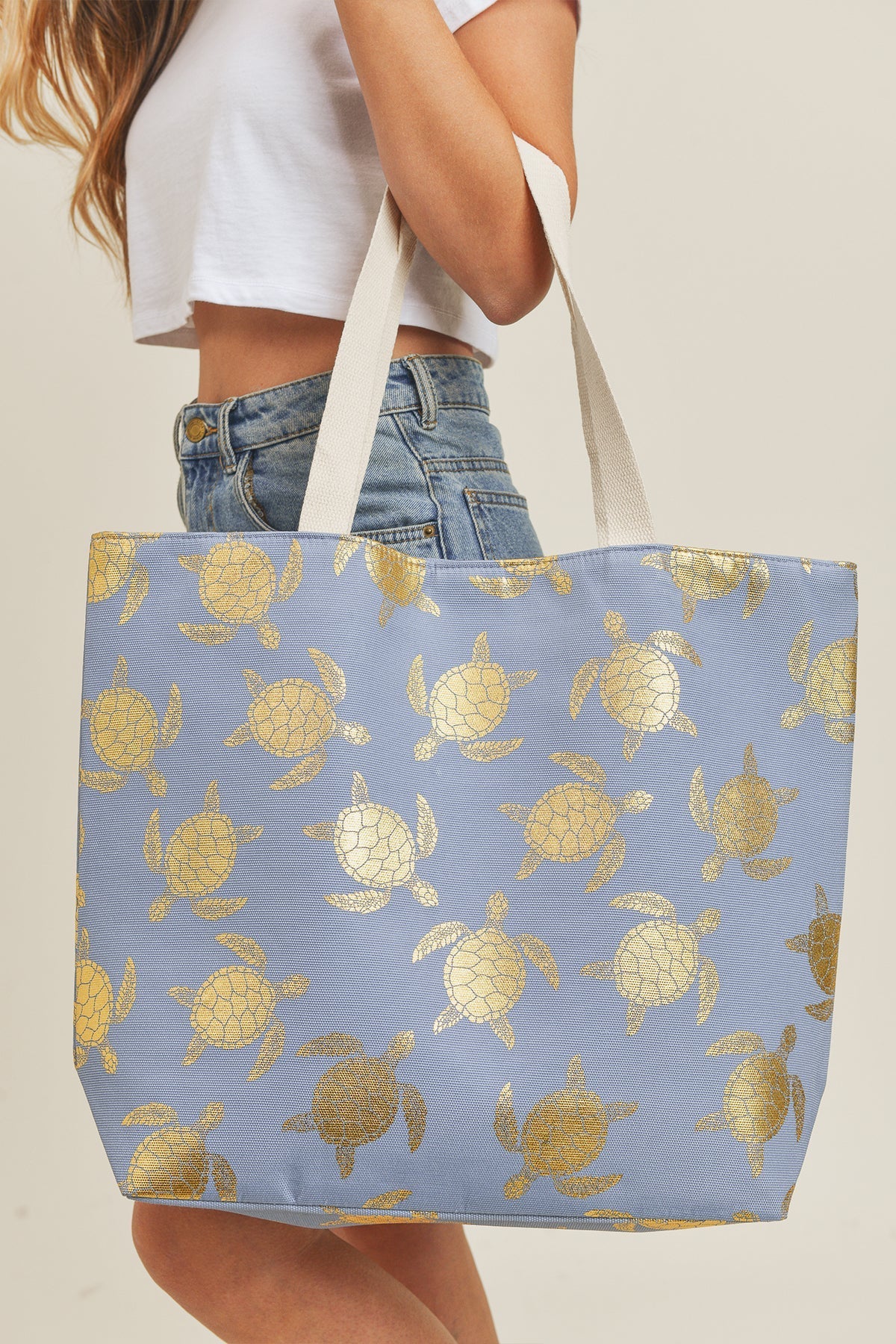 Gold Foil Turtle Tote Bag