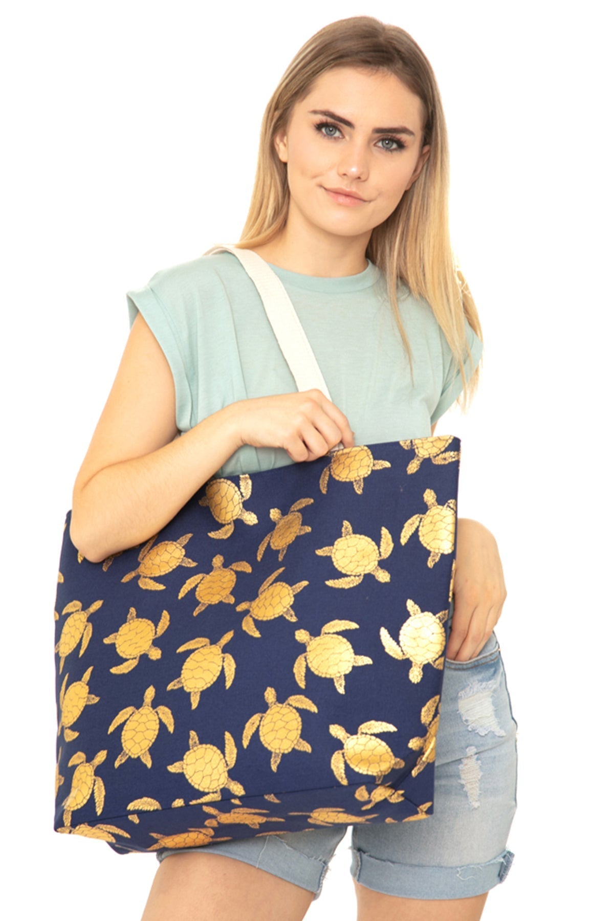 Gold Foil Turtle Tote Bag