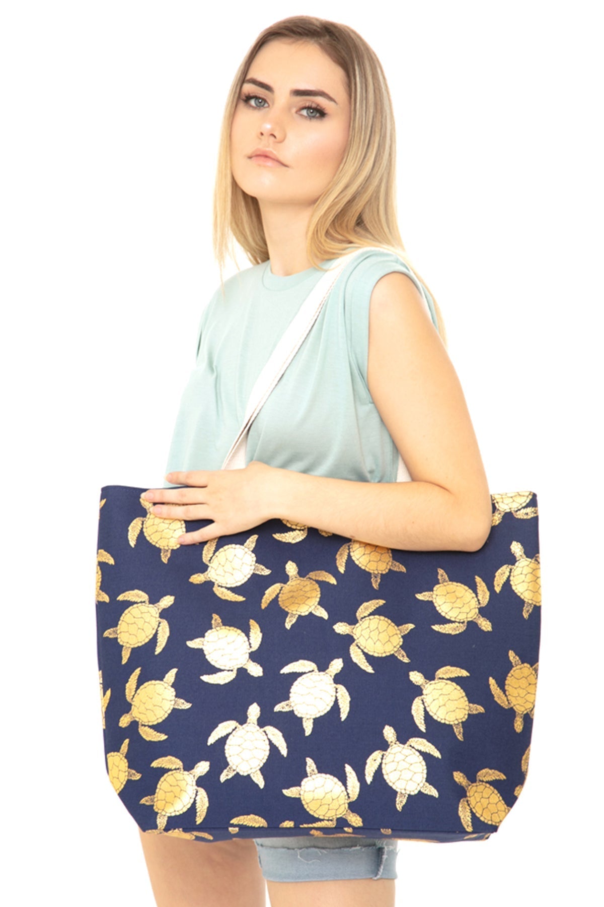 Gold Foil Turtle Tote Bag