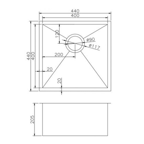 Gun Metal Grey Undermount Sink - Single Bowl 440 x 440