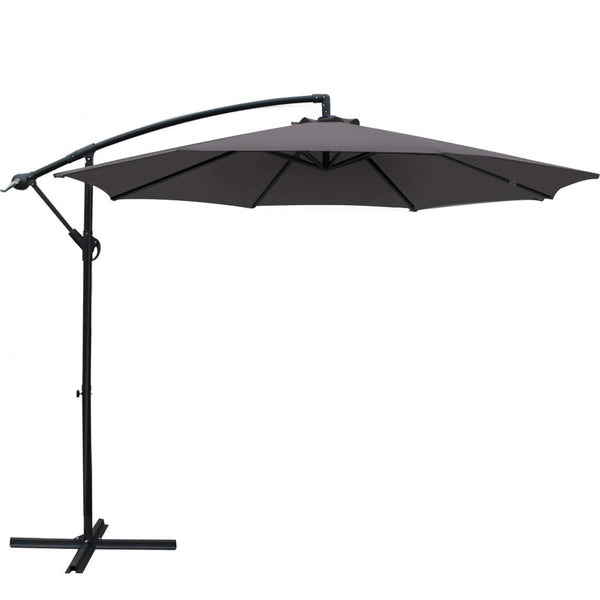 Instahut 3m Cantilever Patio Umbrella – Side Post UV50+ Canopy, Charco ...