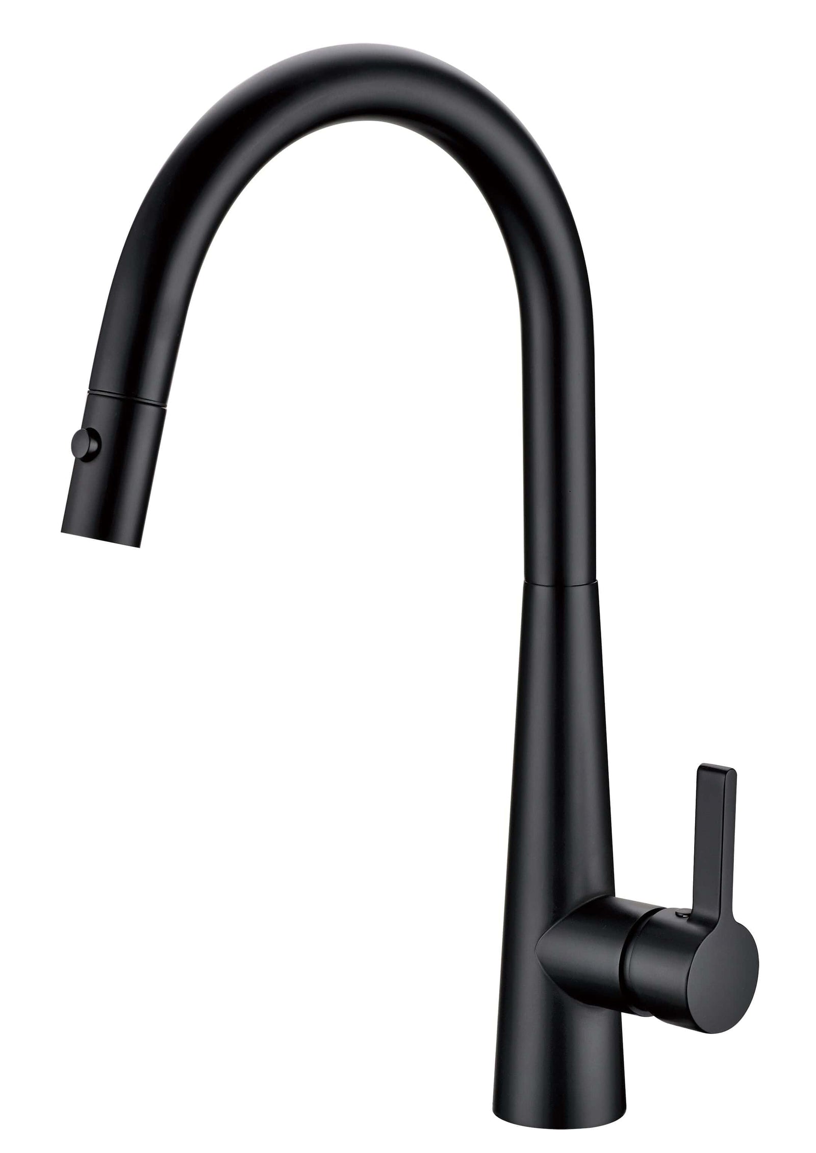 Matte Black Curved Gooseneck Pull Out Kitchen Mixer Tap