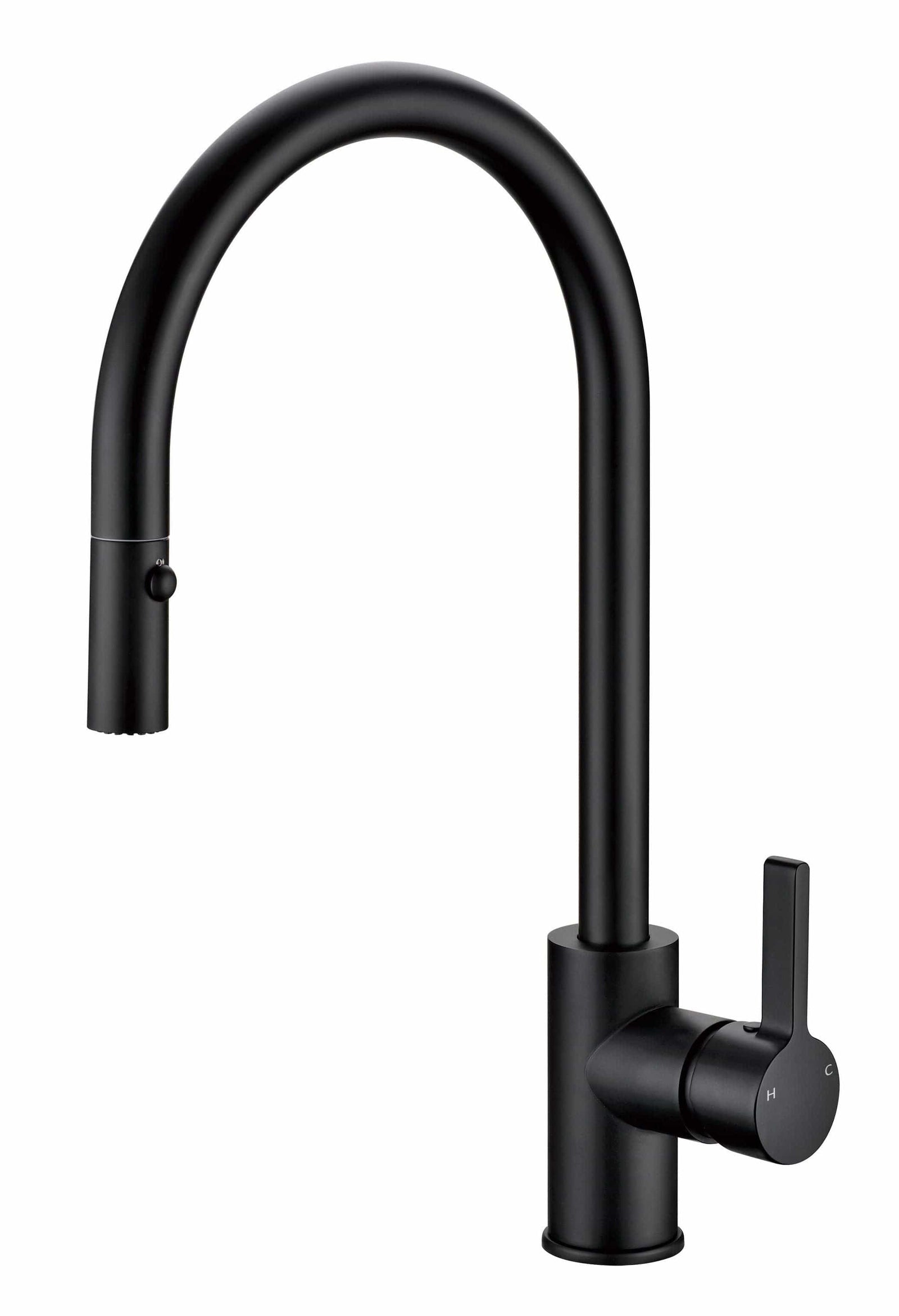 Matte Black Gooseneck Pull Out Kitchen Tap