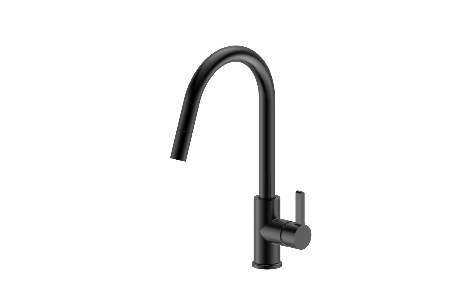 Matte Black Hi Neck Curved Gooseneck Pull Out Kitchen Tap