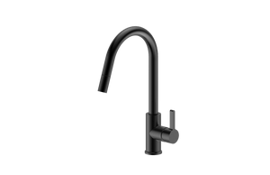 Matte Black Hi Neck Curved Gooseneck Pull Out Kitchen Tap