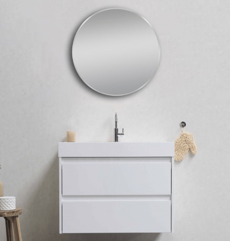 Matte Brushed Nickel Framed Mirror - Round