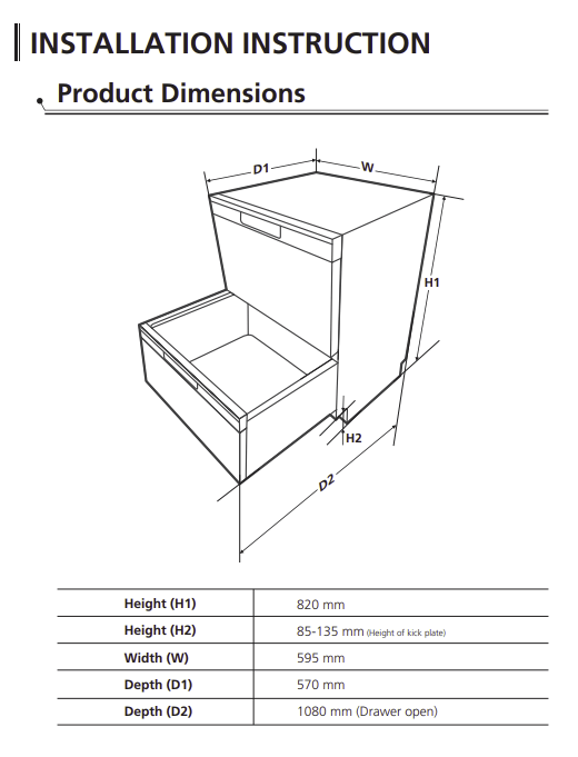 Midea - 60cm Double Drawer Dishwasher