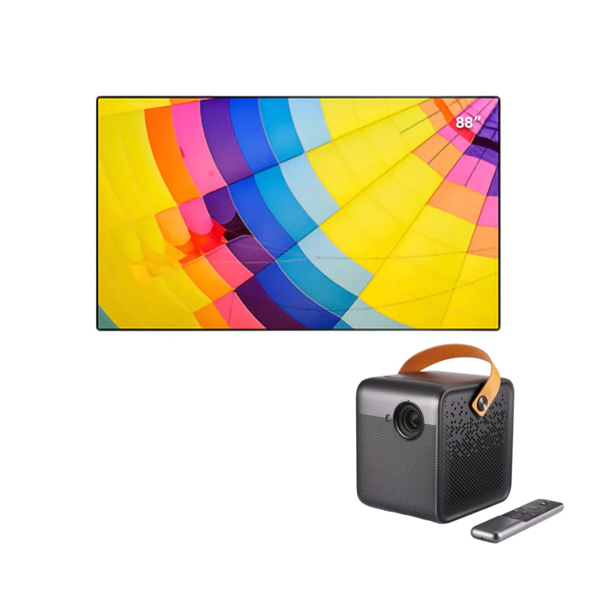 Mini TV Projector Dice + Rollable Fresnel Screen
