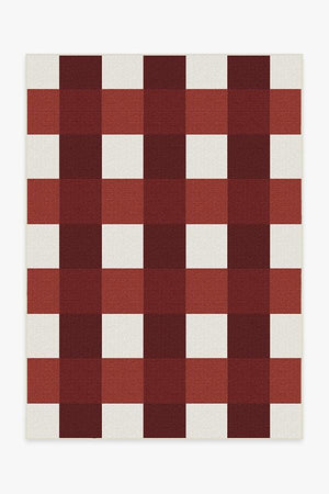 Outdoor Gingham Plaid Red &Amp; White Rug