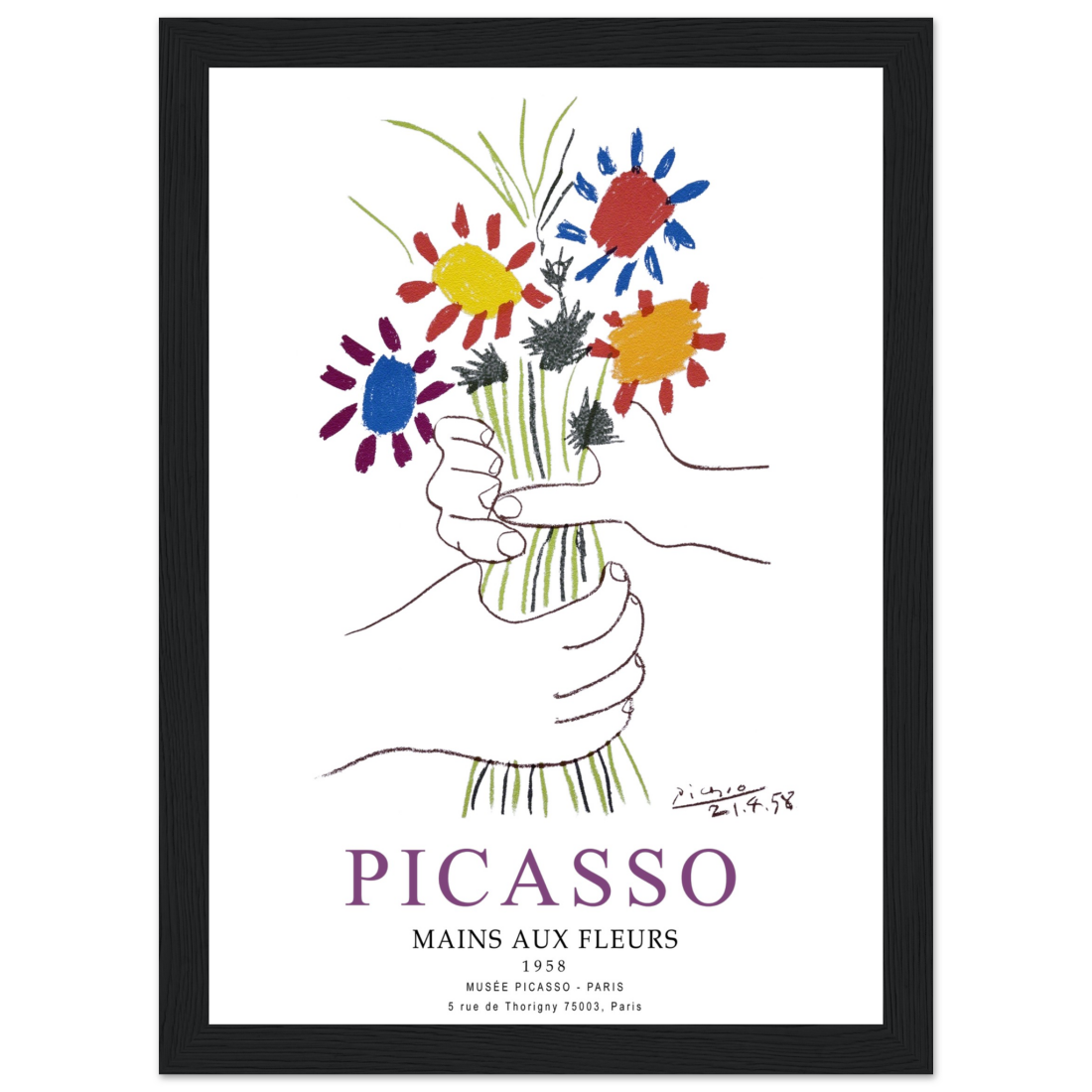 Pablo Picasso Hands With Flowers 1958 Artwork Poster