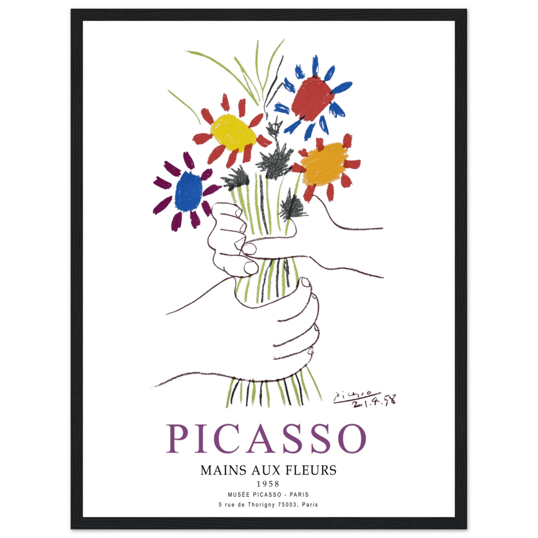 Pablo Picasso Hands With Flowers 1958 Artwork Poster