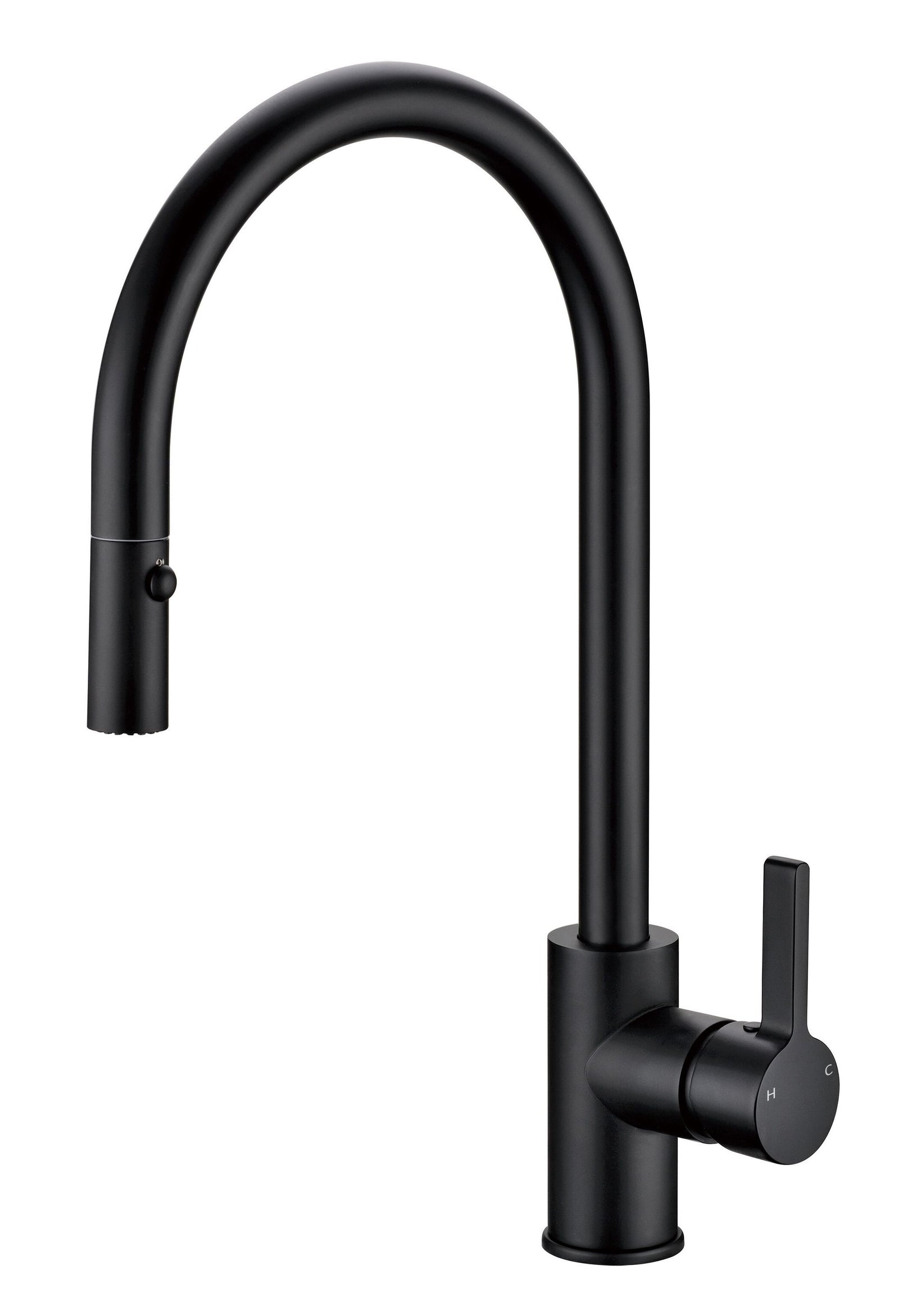 Matte Black Gooseneck Pull Out Kitchen Tap