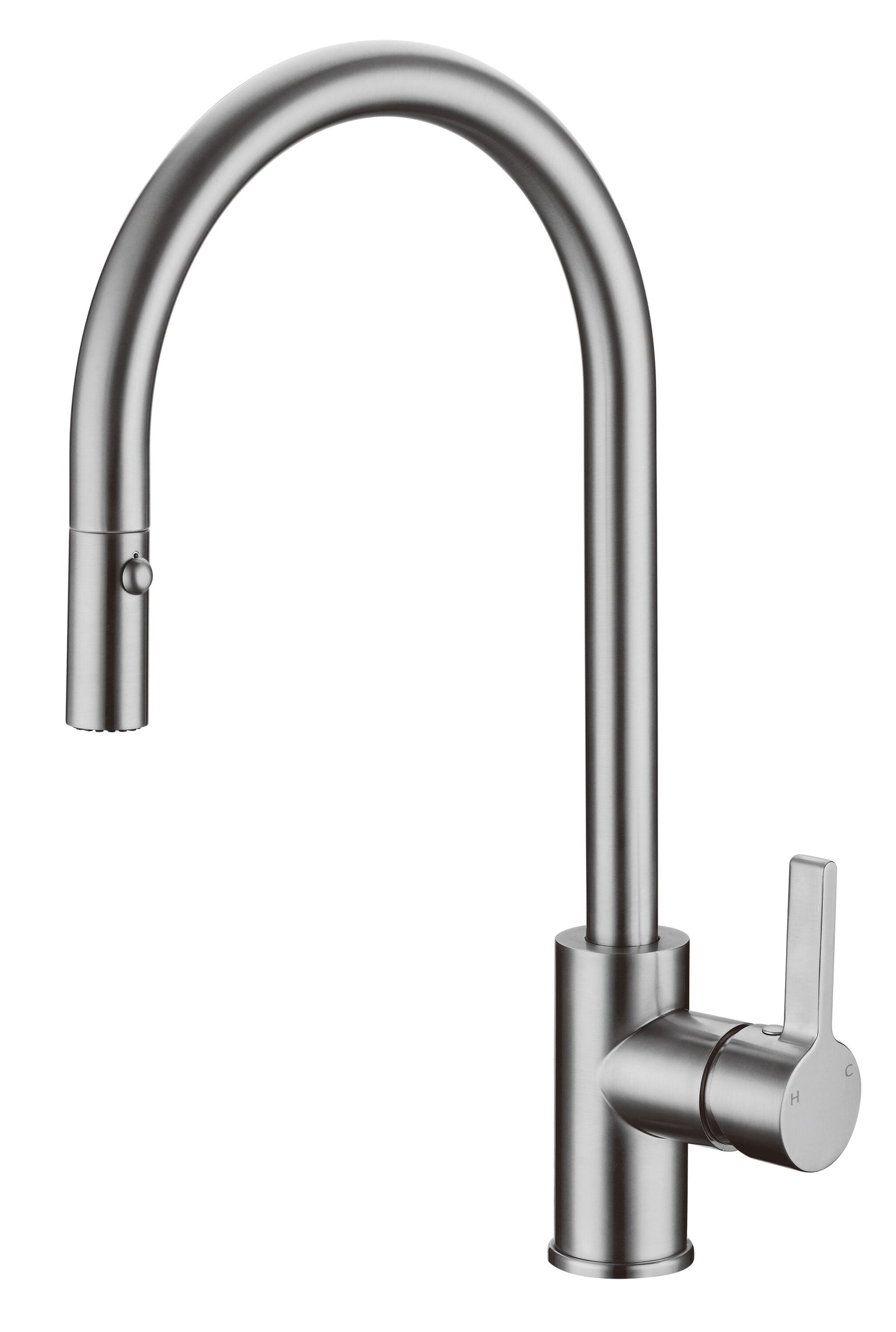 Brushed Nickel Gooseneck Pull Out Kitchen Tap