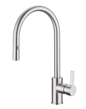 Chrome Curved Gooseneck Pull Out Kitchen Tap