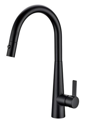 Matte Black Curved Gooseneck Pull Out Kitchen Mixer Tap