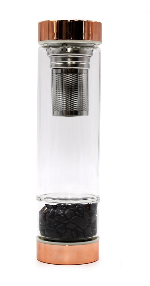 Rose Gold Crystal Elixir Water Bottle With Tea Infuser 500ML